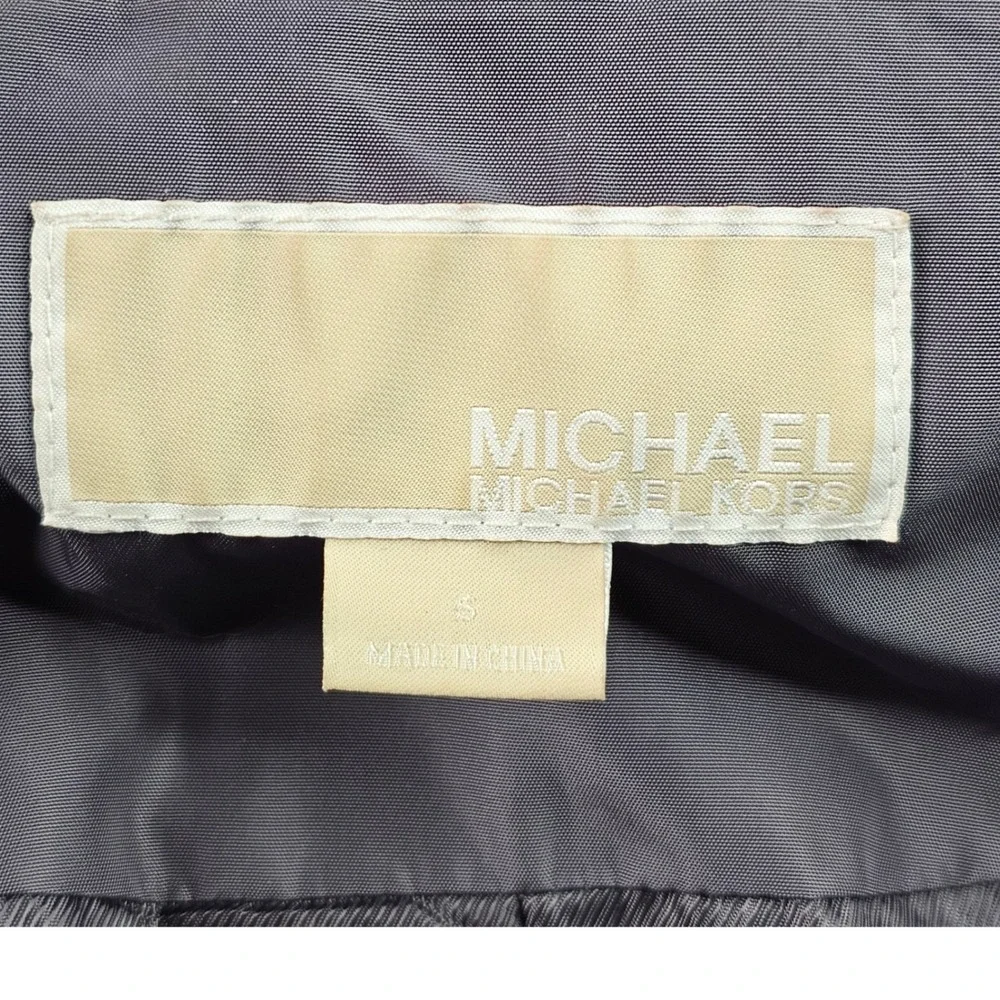 Michael Kors‎ Anorak Rain Coat Women's S Gray Long Sleeve Hooded Snap Inside Zip
